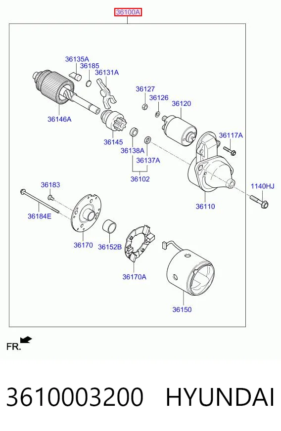 3610003200 Hyundai/Kia Motor de arranco