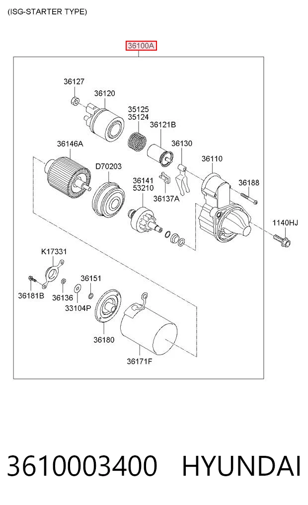 3610003400 Hyundai/Kia Motor de arranco