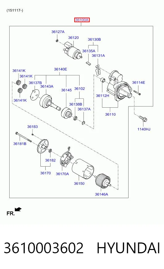 3610003602 Hyundai/Kia Motor de arranco