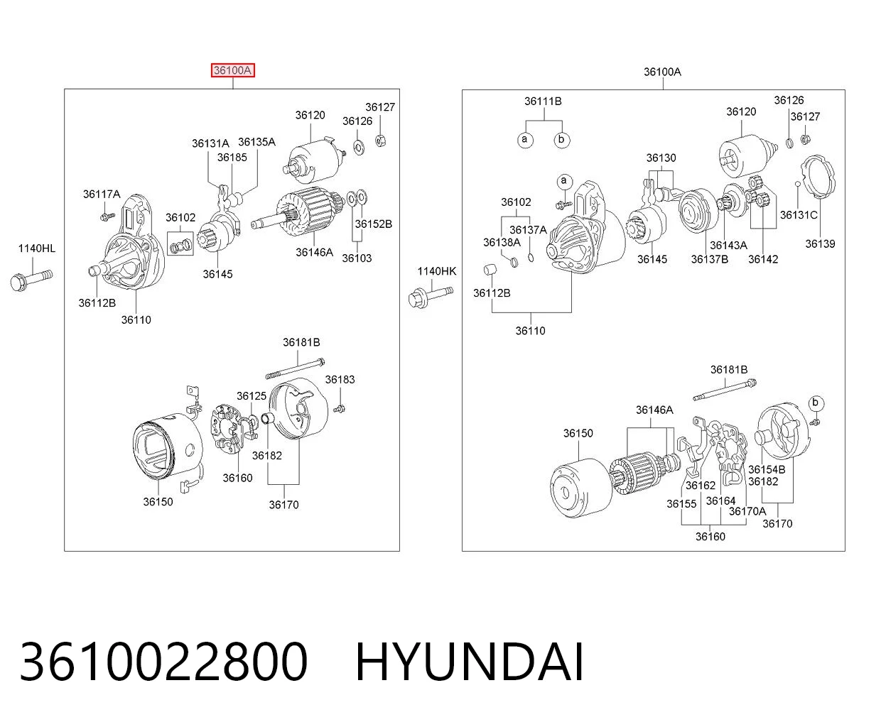 3610022800 Hyundai/Kia Motor de arranco