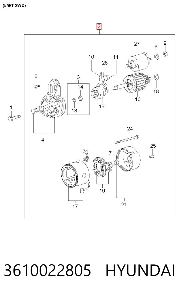 3610022805 Hyundai/Kia Motor de arranco