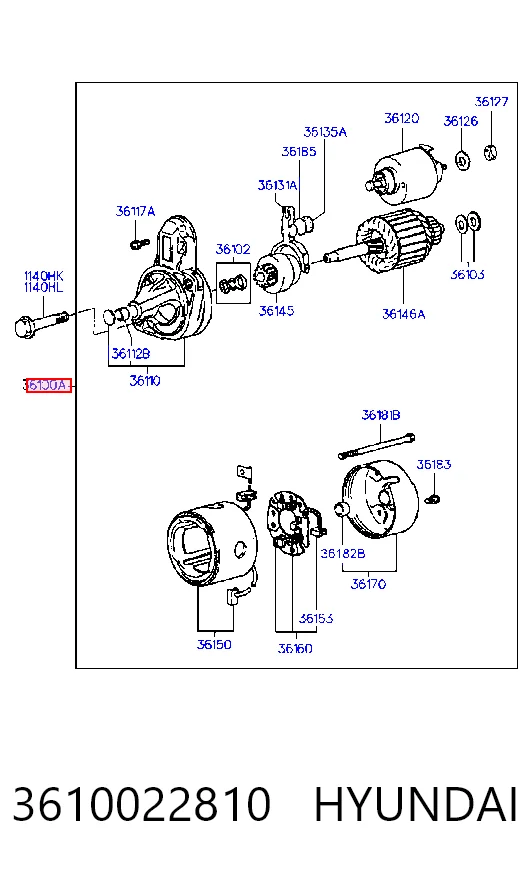 3610022810 Hyundai/Kia Motor de arranco
