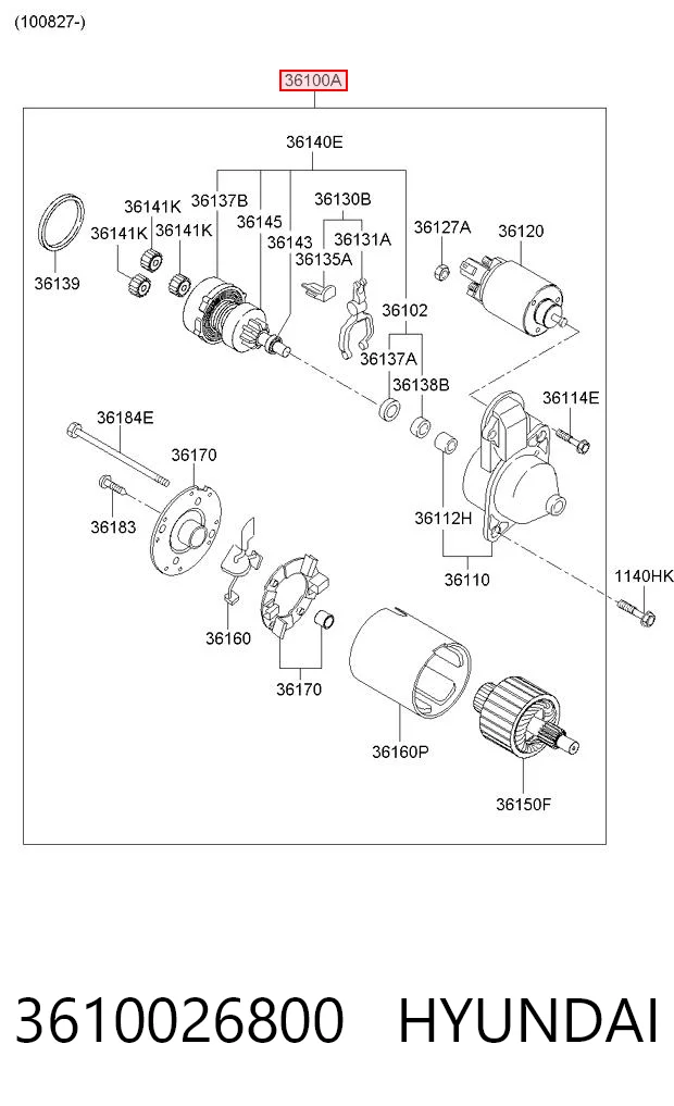 3610026800 Hyundai/Kia Motor de arranco
