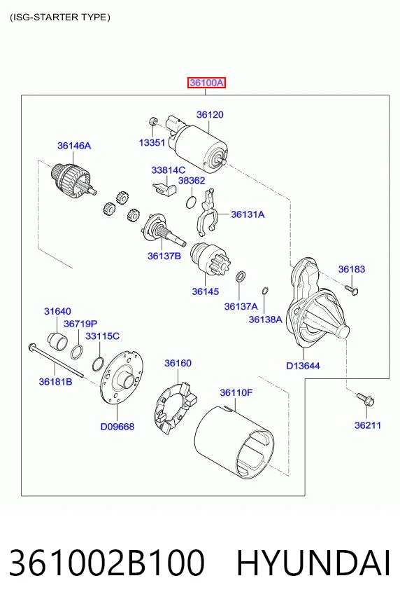 361002B100 Hyundai/Kia Motor de arranco