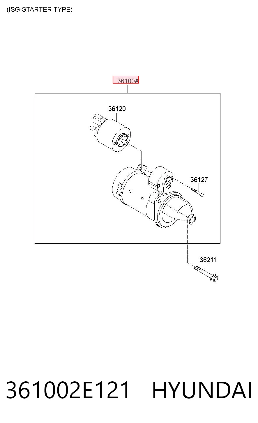 361002E121 Hyundai/Kia Motor de arranco