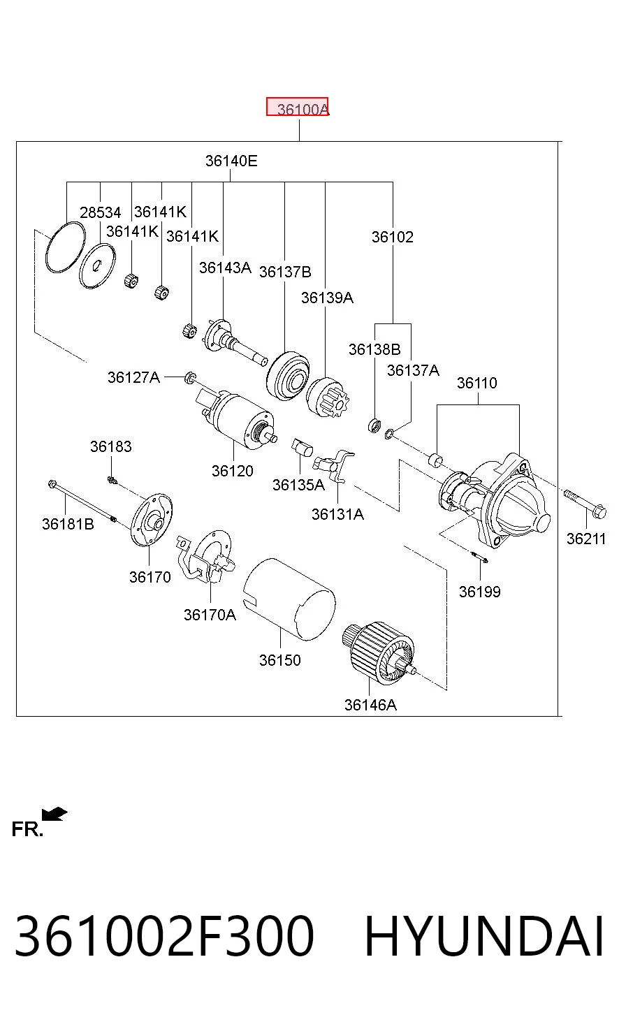 361002F300 Hyundai/Kia Motor de arranco
