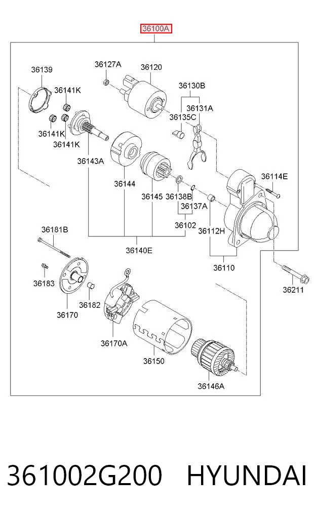 361002G200 Hyundai/Kia Motor de arranco