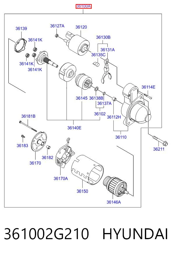 361002G210 Hyundai/Kia Motor de arranco