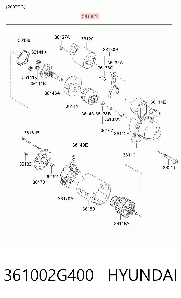 361002G400 Hyundai/Kia Motor de arranco