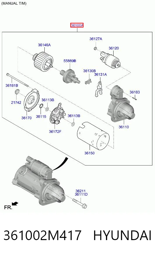 361002M417 Hyundai/Kia Motor de arranco
