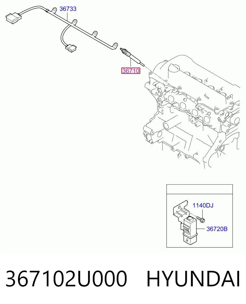 367102U000 Hyundai/Kia Vela de incandescência