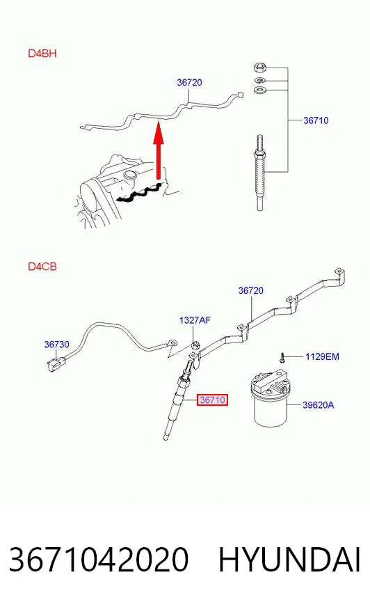 3671042020 Hyundai/Kia Vela de incandescência
