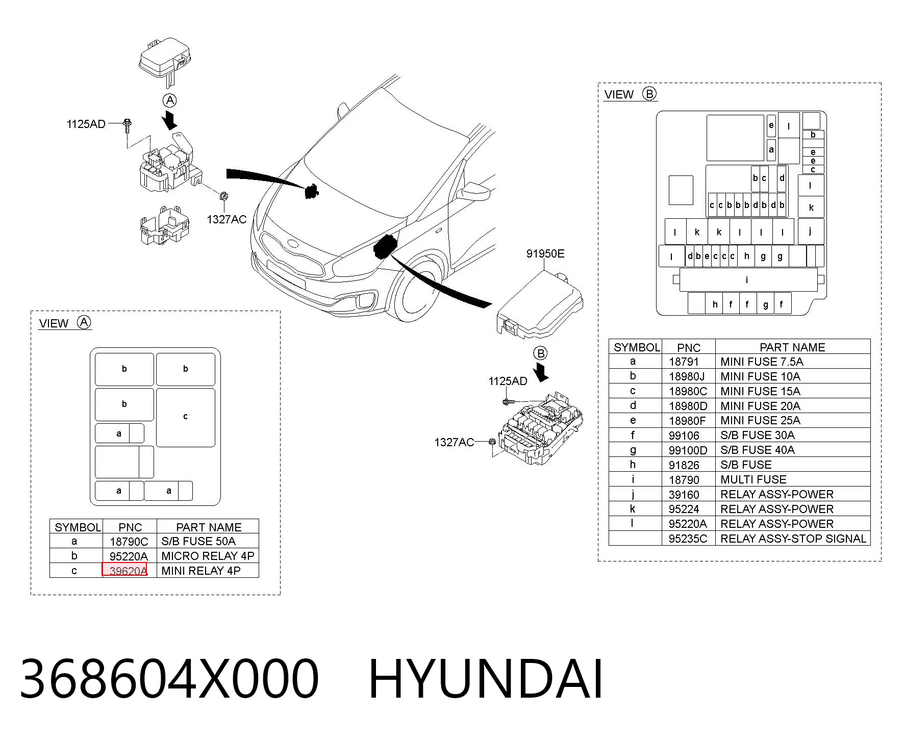 368604X000 Hyundai/Kia Relê das velas de incandescência