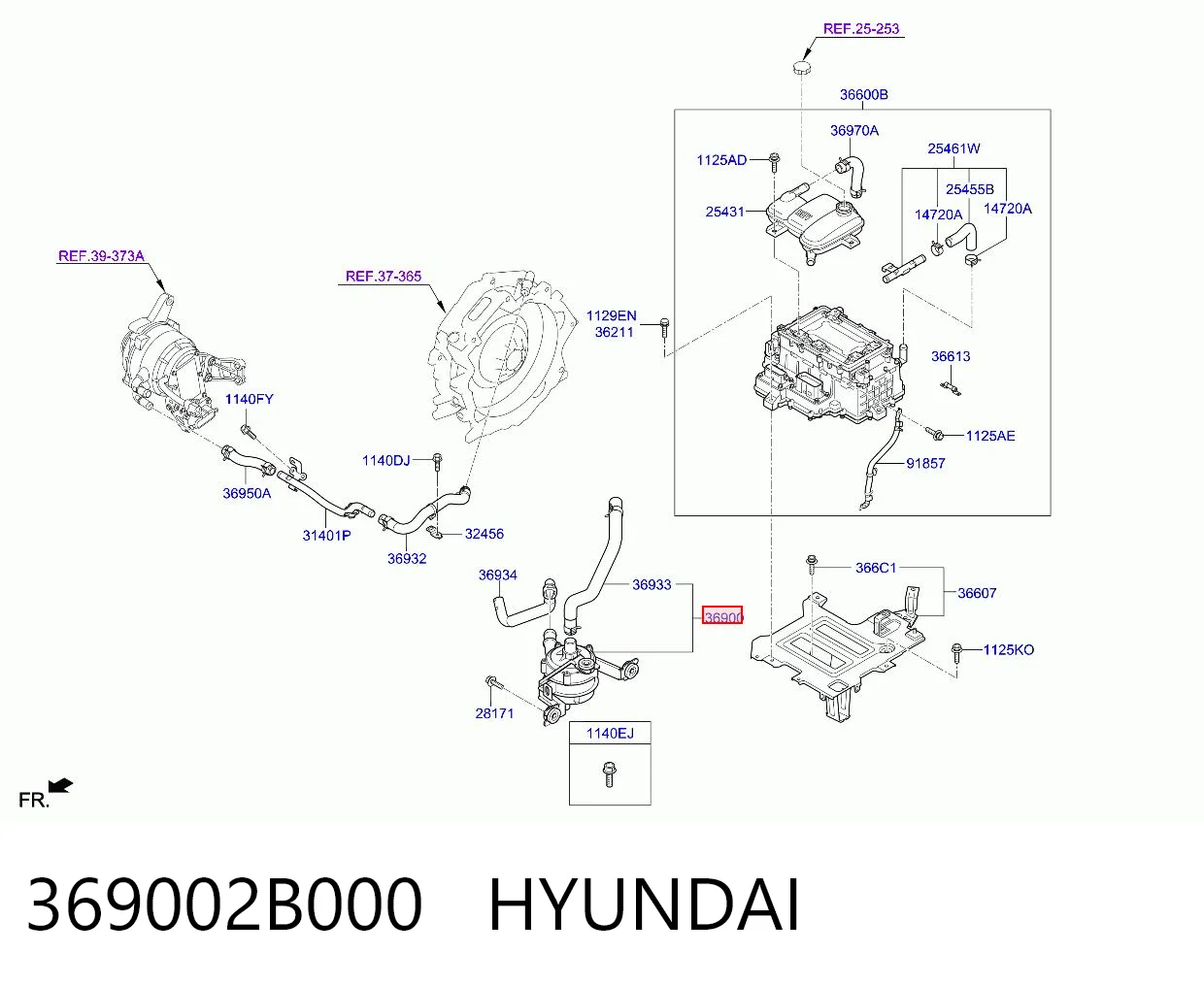 369002B000 Hyundai/Kia Bomba de esfriamento do inversor