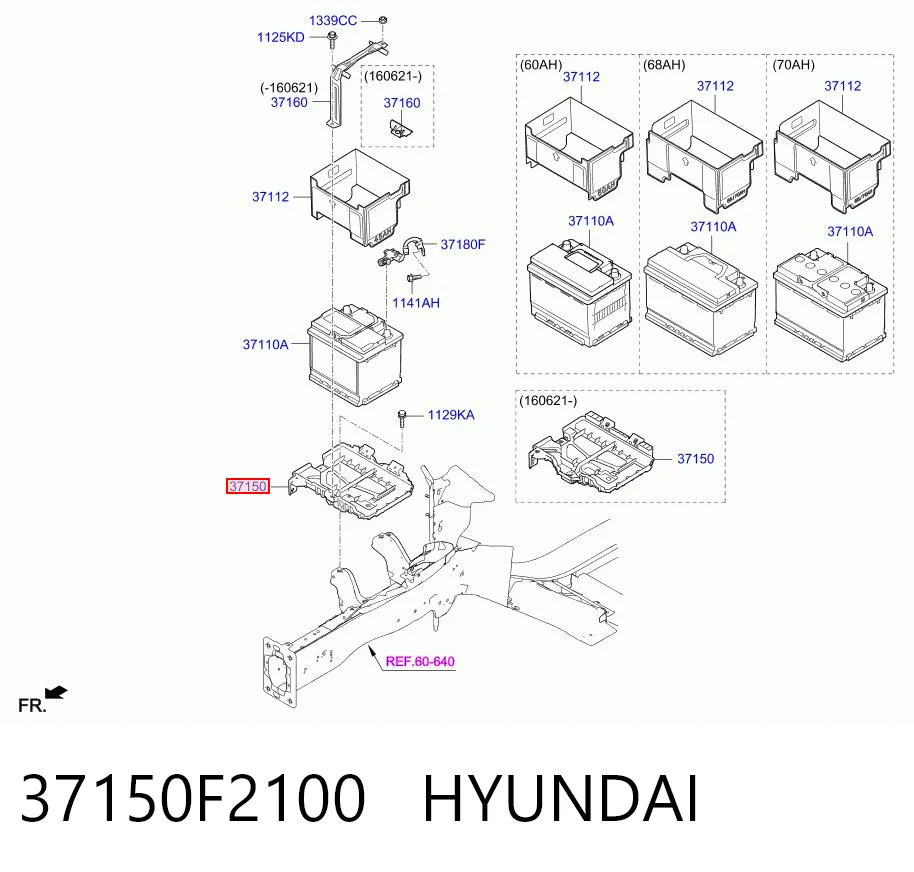 37150F2100 Hyundai/Kia Cárter de bateria recarregável (PILHA)