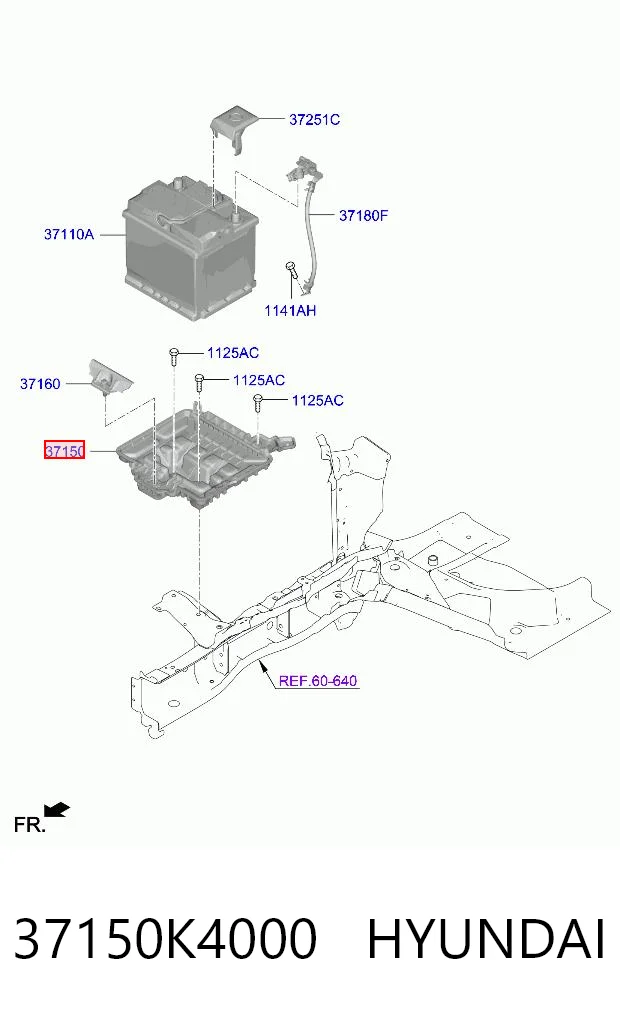 37150K4000 Hyundai/Kia Cárter de bateria recarregável (PILHA)