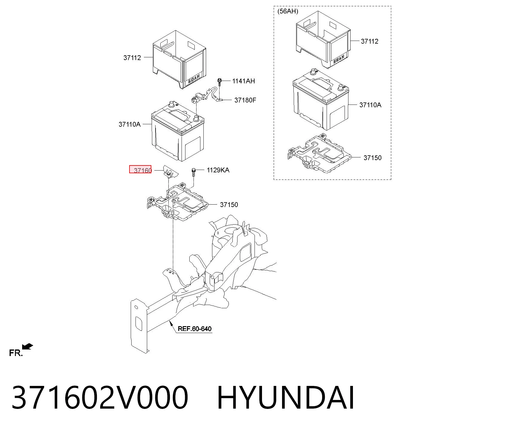 371602V000 Hyundai/Kia Fixação (suporte) de bateria recarregável