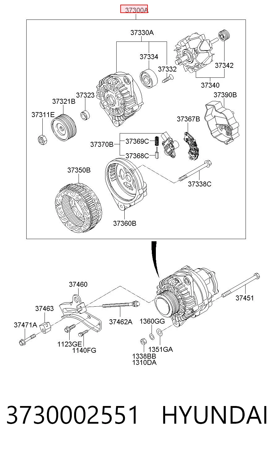3730002551 Hyundai/Kia Gerador