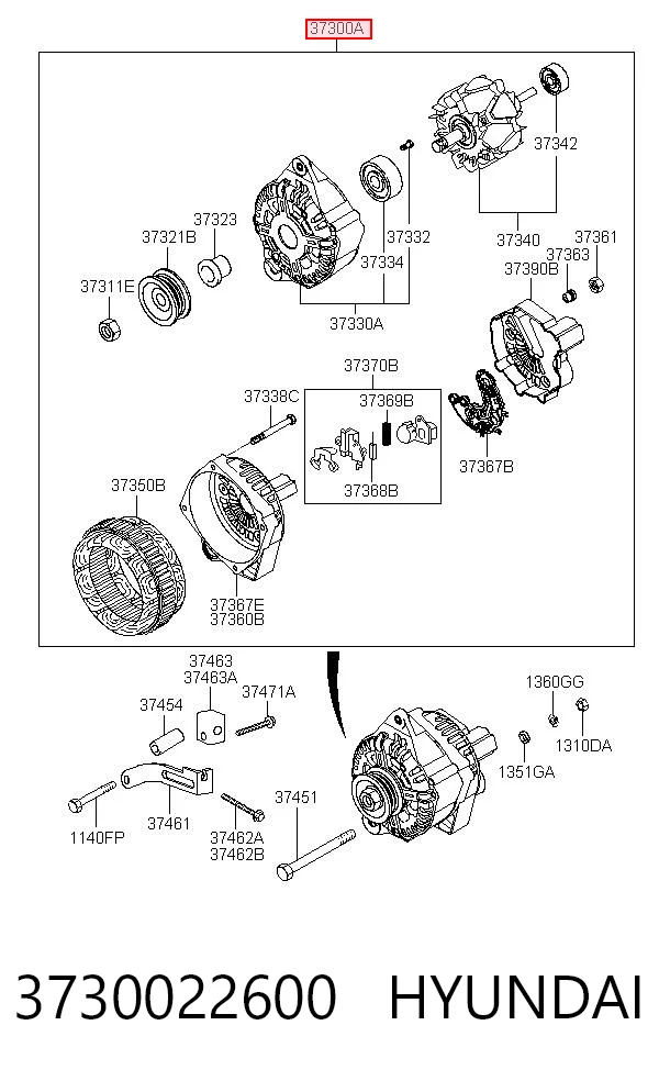 3730022600 Hyundai/Kia Gerador