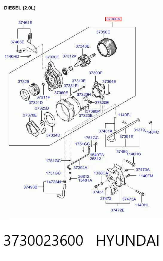 3730023600 Hyundai/Kia Gerador