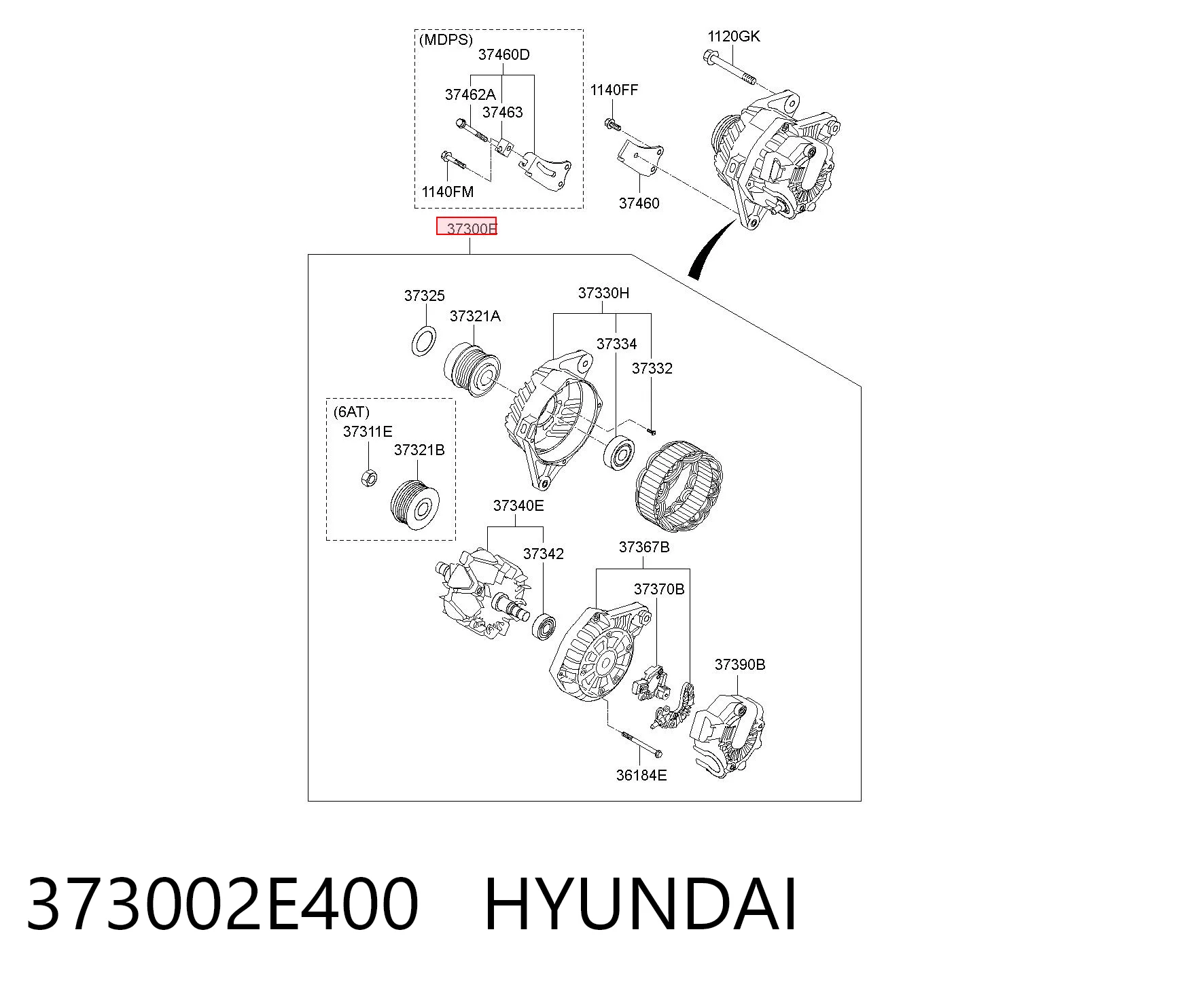 373002E400 Hyundai/Kia Gerador