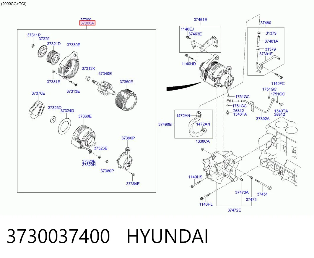 3730037400 Hyundai/Kia Gerador