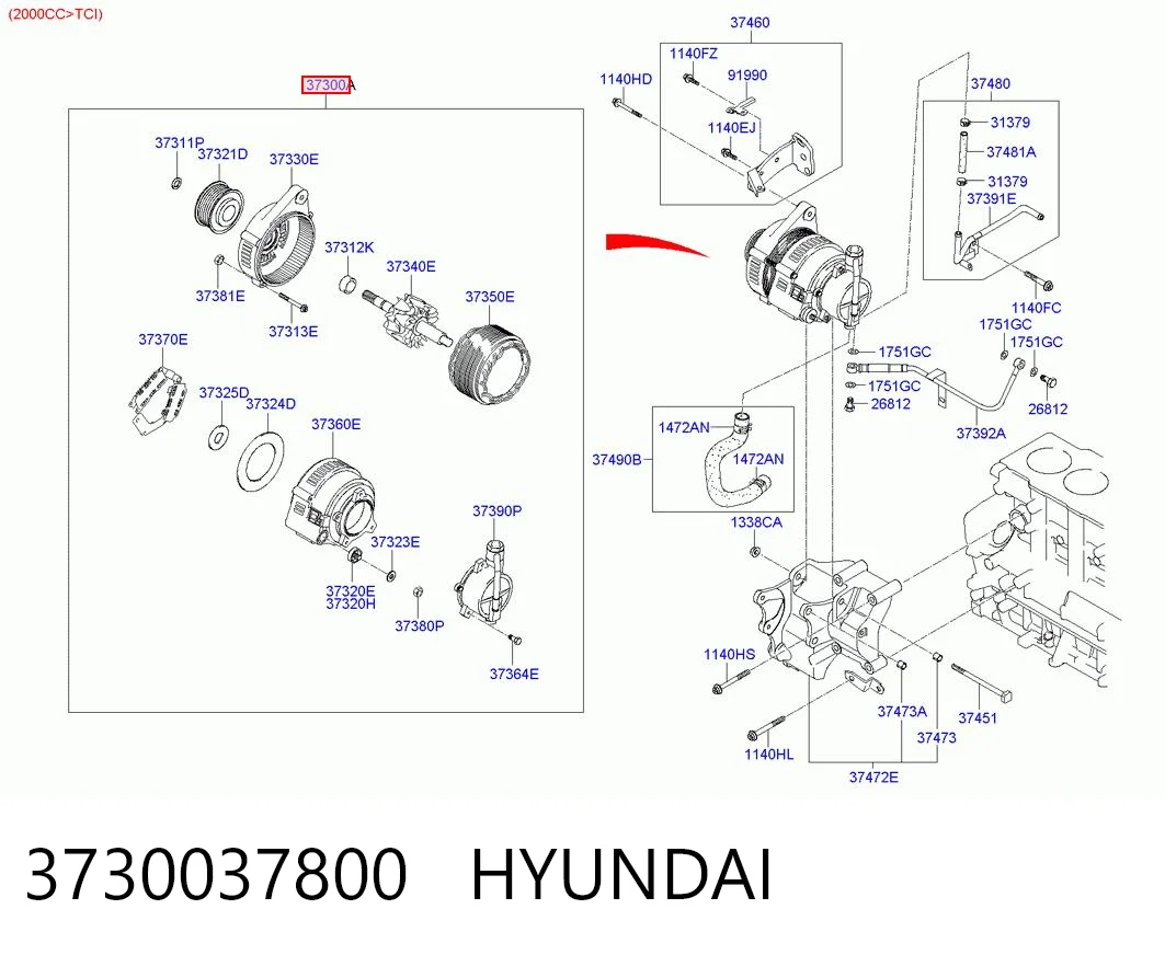 3730037800 Hyundai/Kia Gerador
