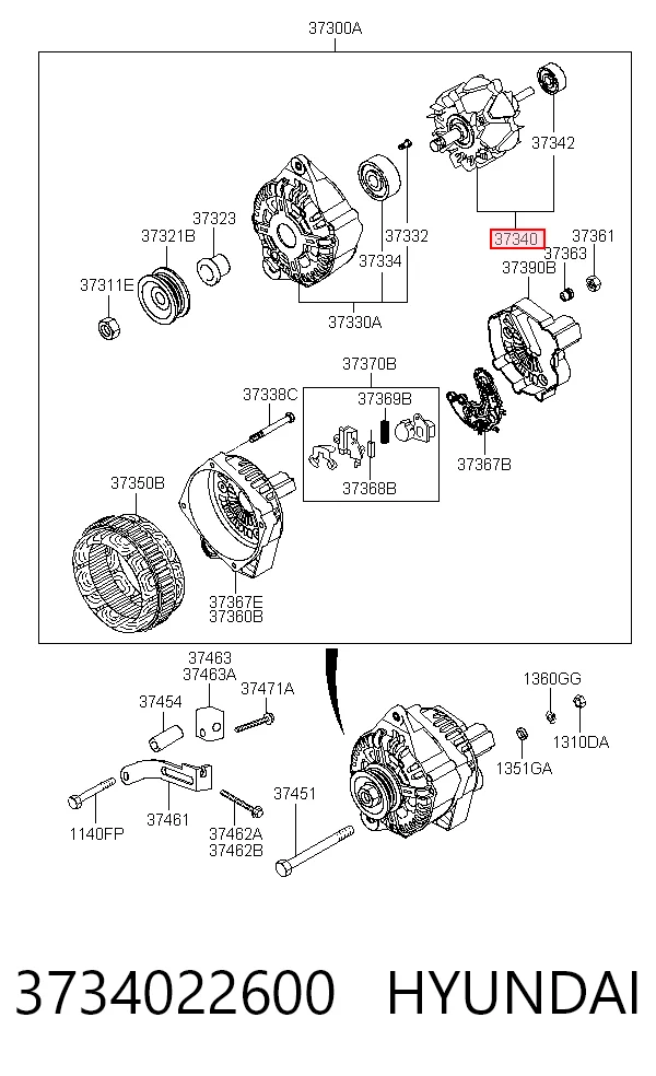  Induzido (rotor) do gerador Hyundai Matrix monovolume (FC) (2001 - 2005) 