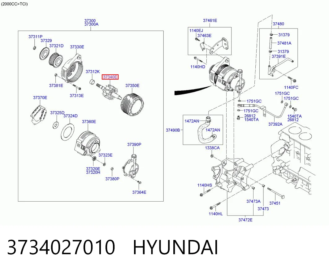  Induzido (rotor) do gerador Hyundai Sonata V sedan (NF) (2007 - 2010) V
