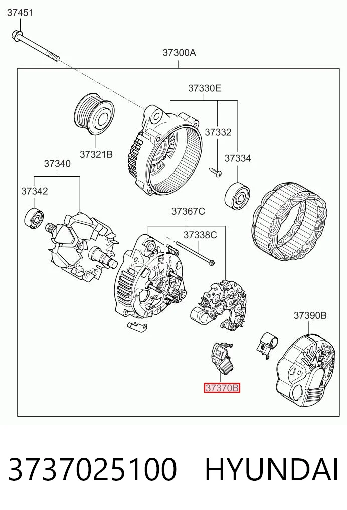 3737025100 Hyundai/Kia Relê-regulador do gerador (relê de carregamento)