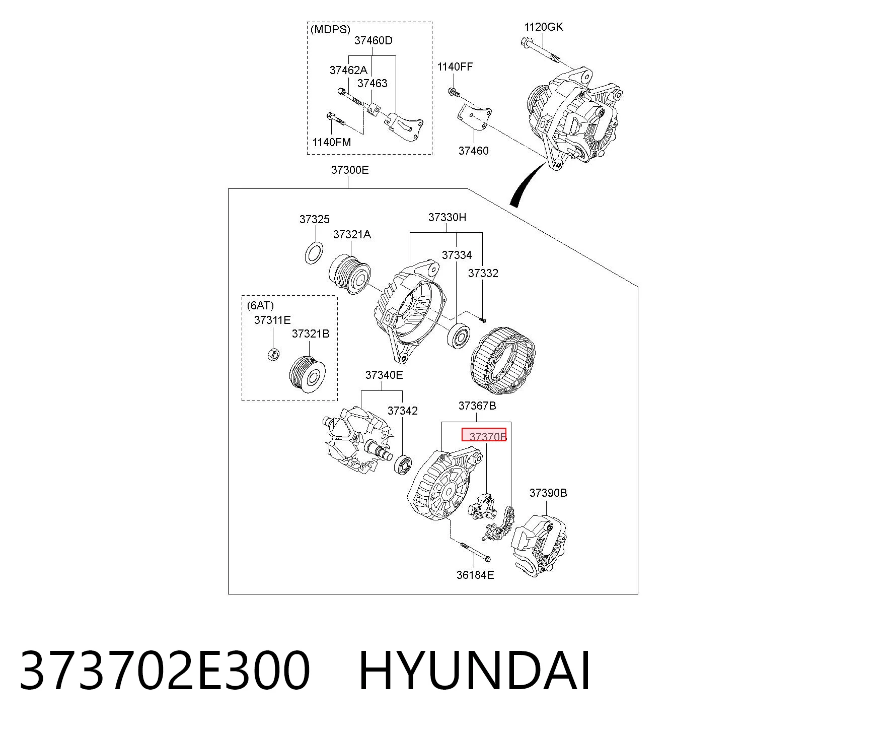 373702E300 Hyundai/Kia Relê-regulador do gerador (relê de carregamento)
