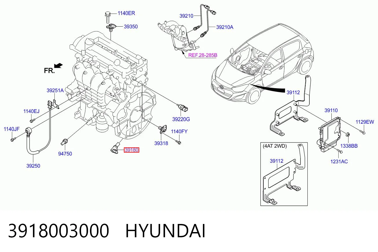 3918003000 Hyundai/Kia Sensor de posição (de revoluções) de cambota