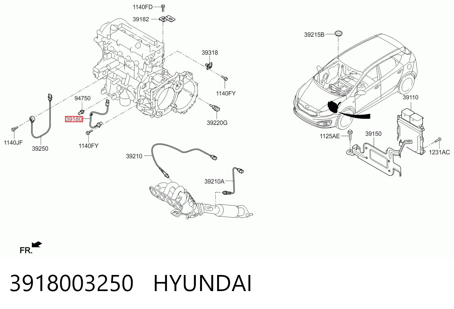 Sensor de posição (de revoluções) de cambota para Hyundai Accent HC