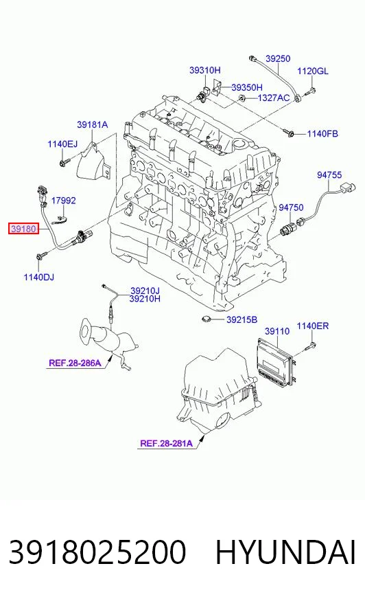 3918025200 Hyundai/Kia Sensor de posição (de revoluções) de cambota