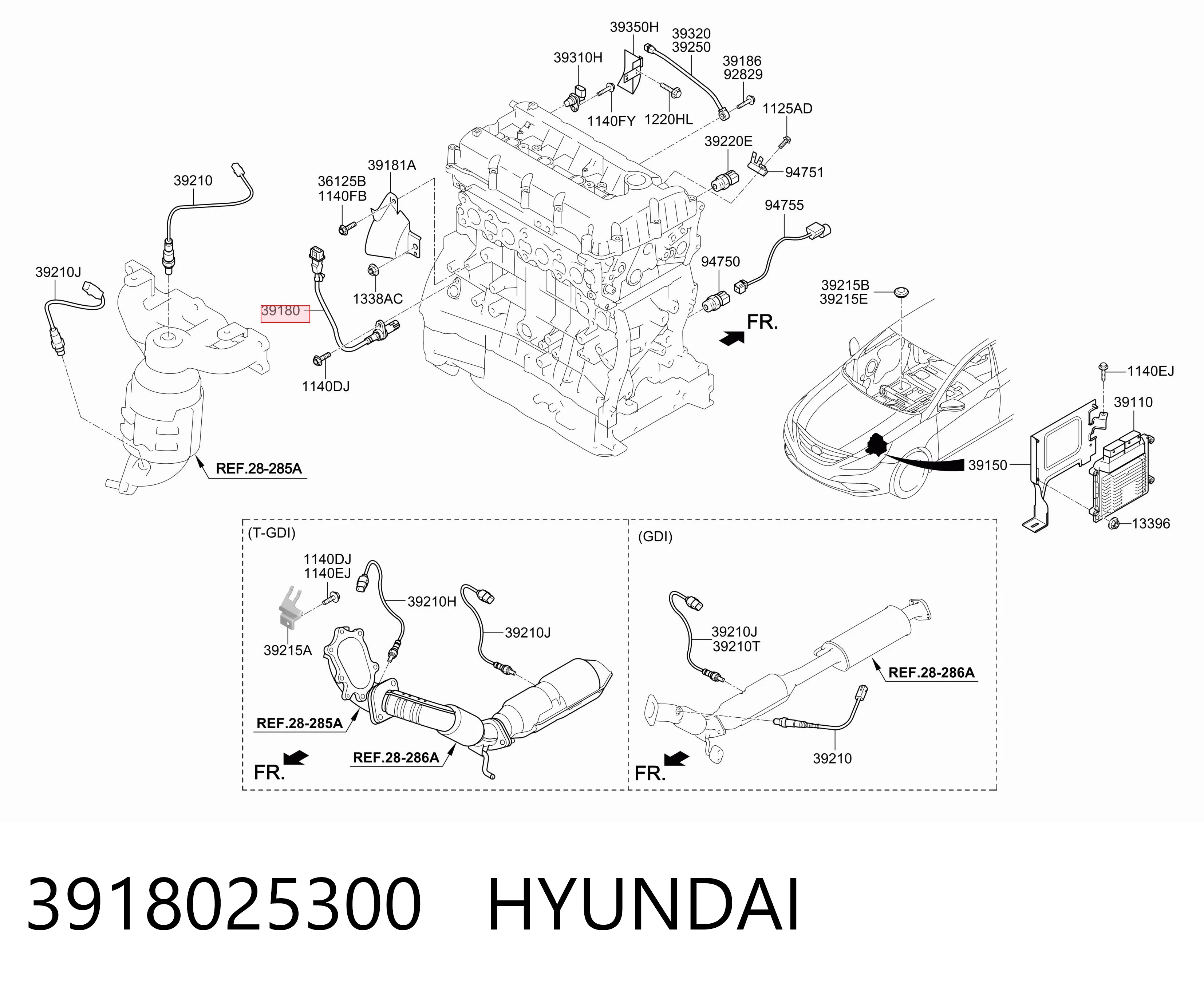 3918025300 Hyundai/Kia Sensor de posição (de revoluções) de cambota