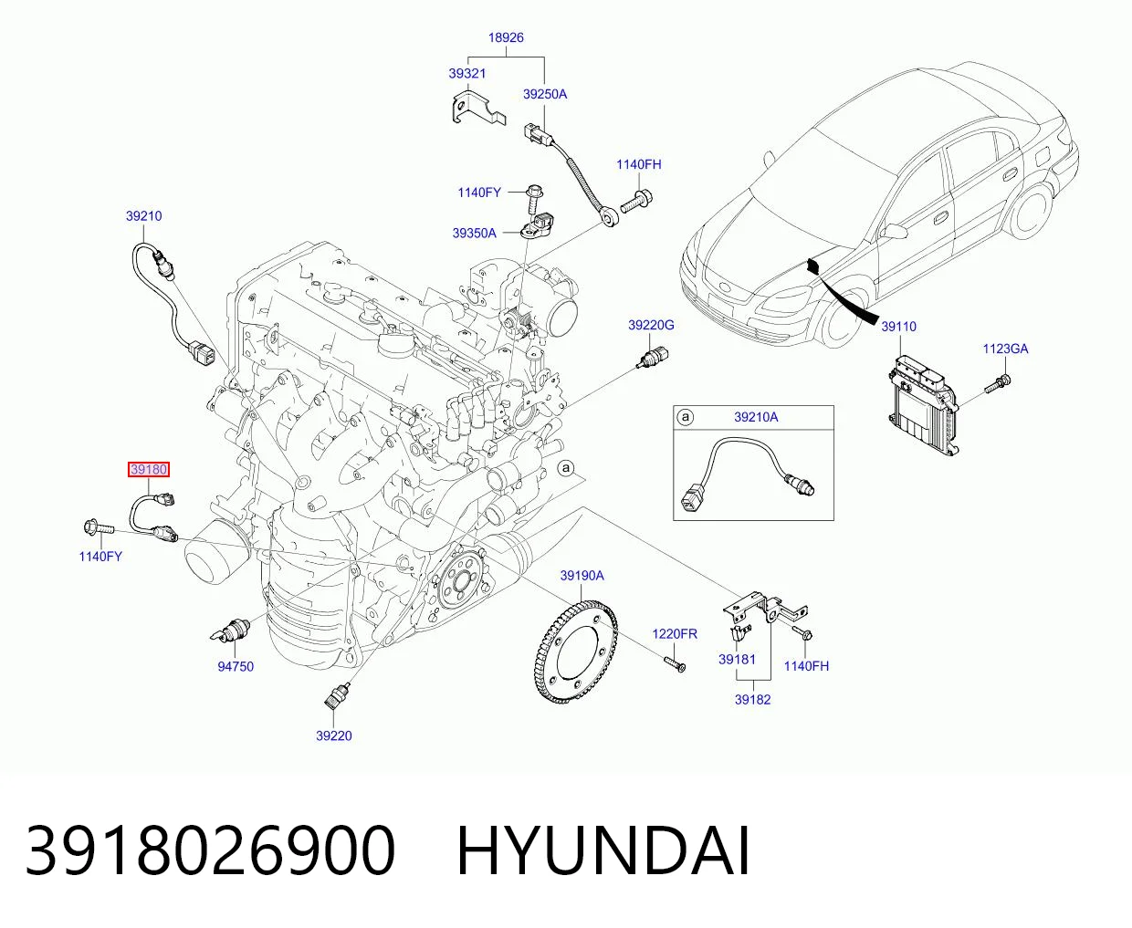 3918026900 Hyundai/Kia Sensor de posição (de revoluções) de cambota