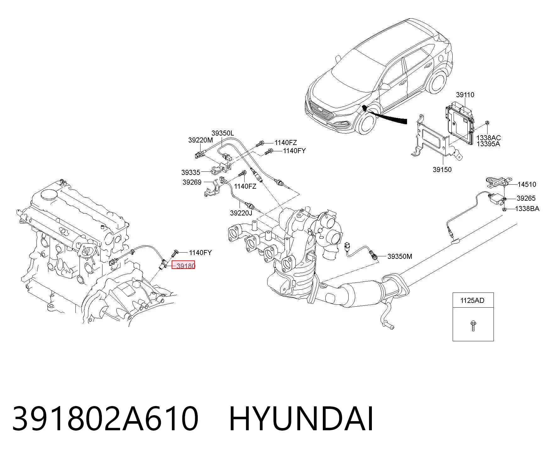 391802A610 Hyundai/Kia Sensor de posição (de revoluções) de cambota