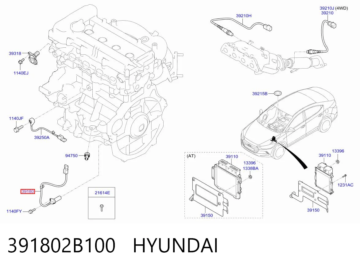 391802B100 Hyundai/Kia Sensor de posição (de revoluções) de cambota
