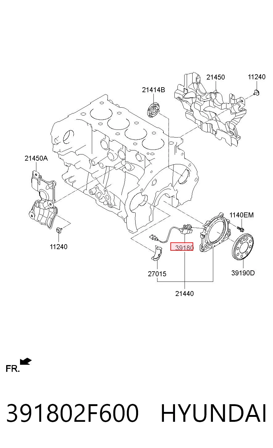 391802F600 Hyundai/Kia Sensor de posição (de revoluções) de cambota