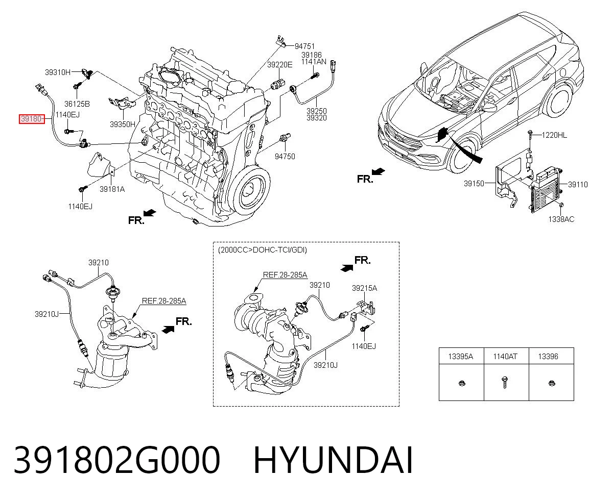 391802G000 Hyundai/Kia Sensor de posição (de revoluções) de cambota