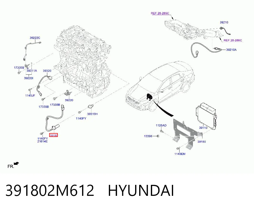 Sensor de posição (de revoluções) de cambota para Hyundai Tucson IV NX4E