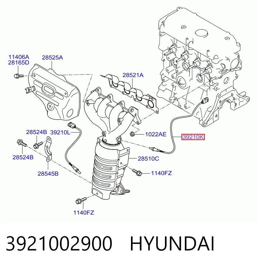 3921002900 Hyundai/Kia Sonda lambda, sensor de oxigênio até o catalisador