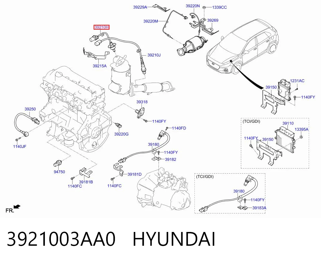 3921003AA0 Hyundai/Kia Sonda lambda, sensor de oxigênio até o catalisador