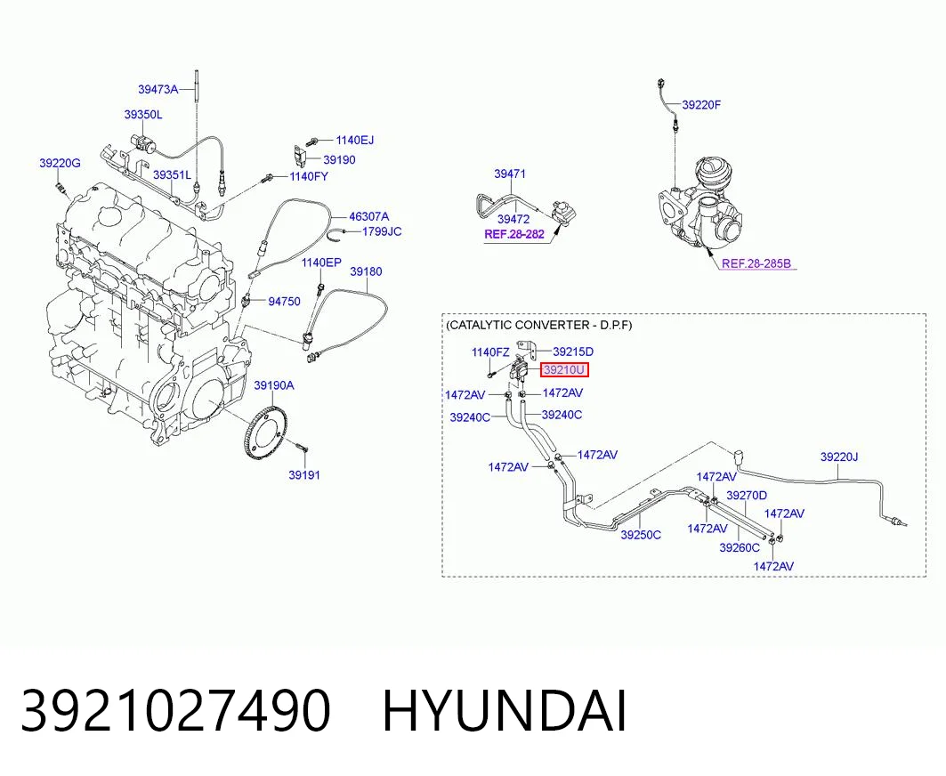 3921027490 Hyundai/Kia Sensor de pressão dos gases de escape