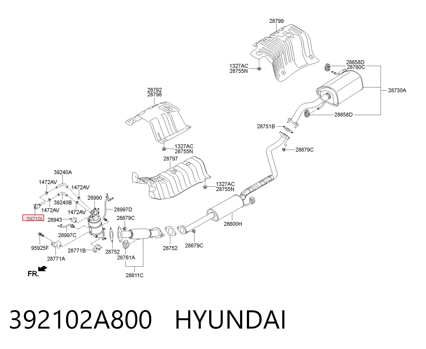 392102A800 Hyundai/Kia Sensor de pressão dos gases de escape