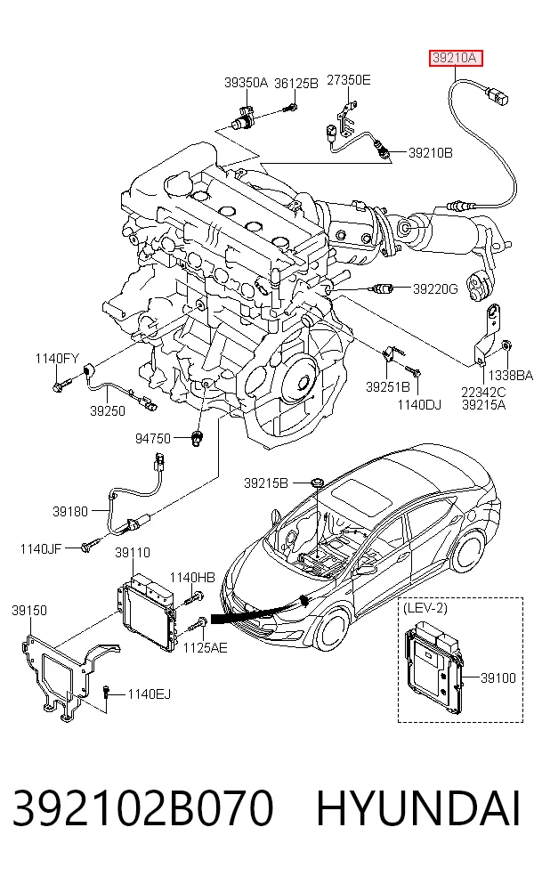 392102B070 Hyundai/Kia Sonda lambda, sensor de oxigênio depois de catalisador