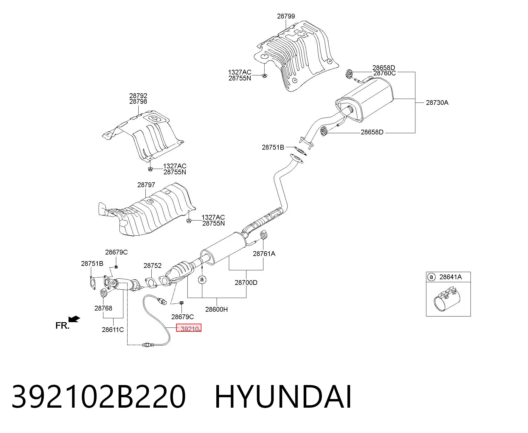 392102B220 Hyundai/Kia Sonda lambda, sensor de oxigênio depois de catalisador