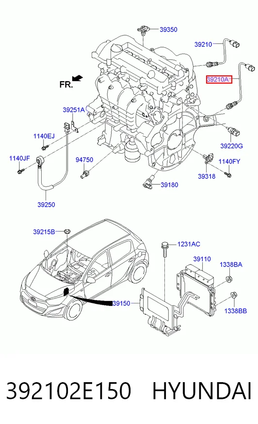 392102E150 Hyundai/Kia Sonda lambda, sensor de oxigênio depois de catalisador