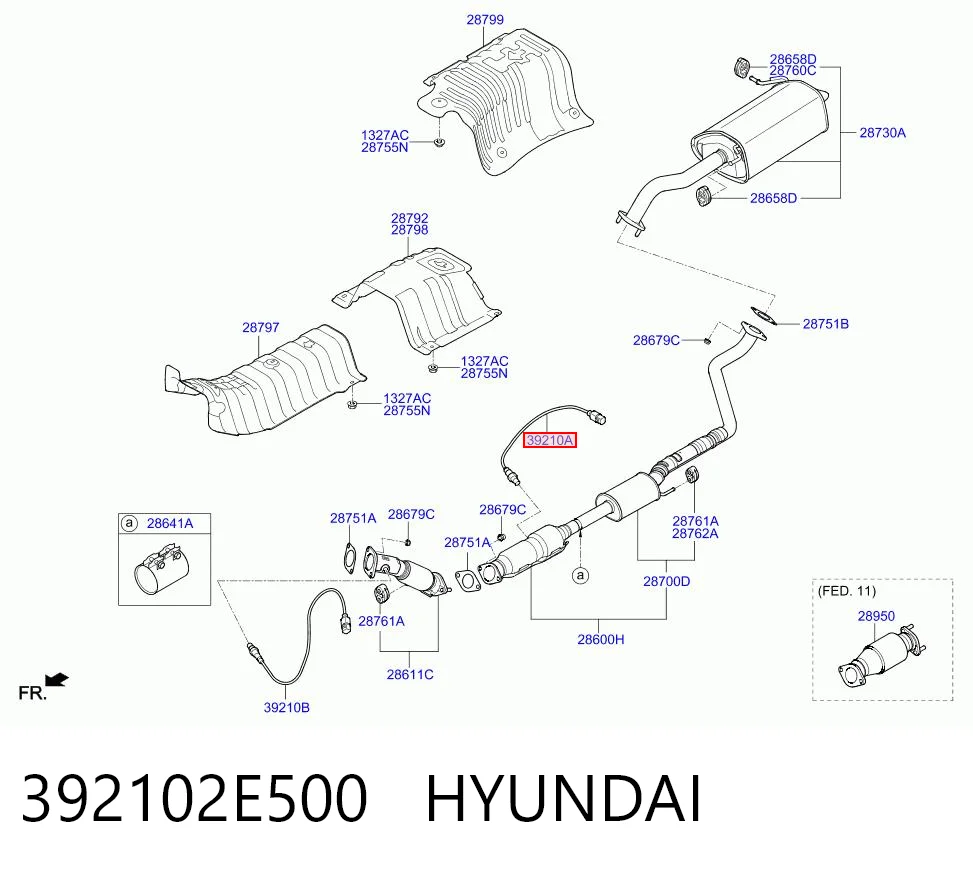392102E500 Hyundai/Kia Sonda lambda, sensor de oxigênio depois de catalisador