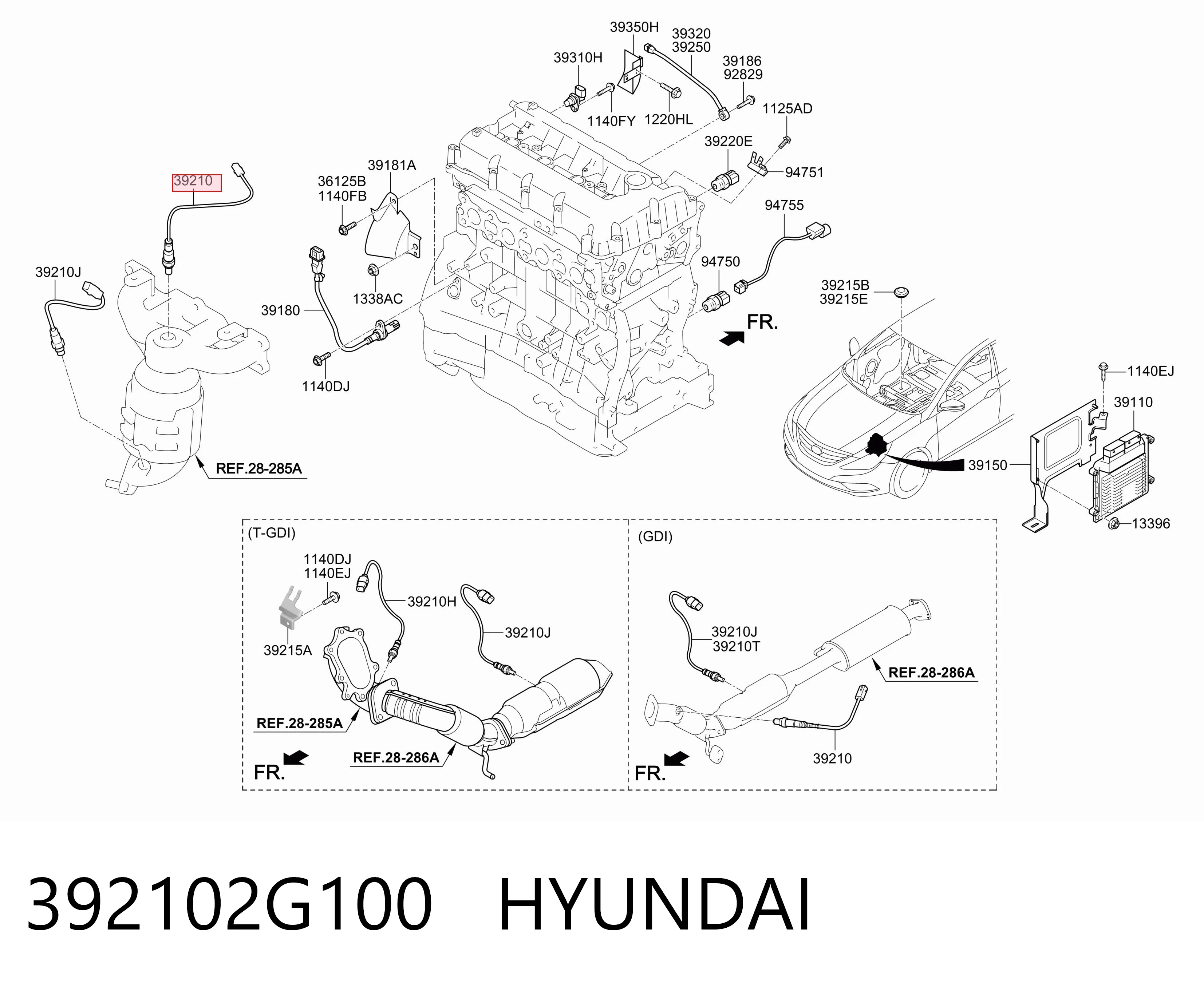 392102G100 Hyundai/Kia Sonda lambda, sensor de oxigênio até o catalisador